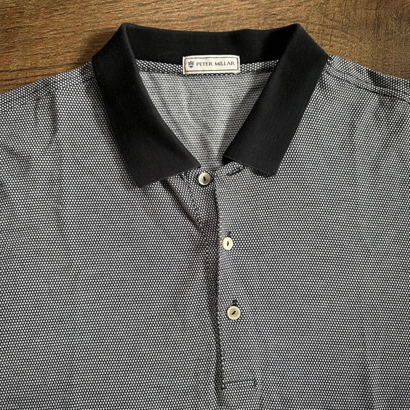 Men's Peter Millar Polo Shirt XL Gray Black - Picture 2 of 8